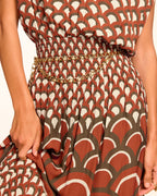 Retro Print Blouson Dress