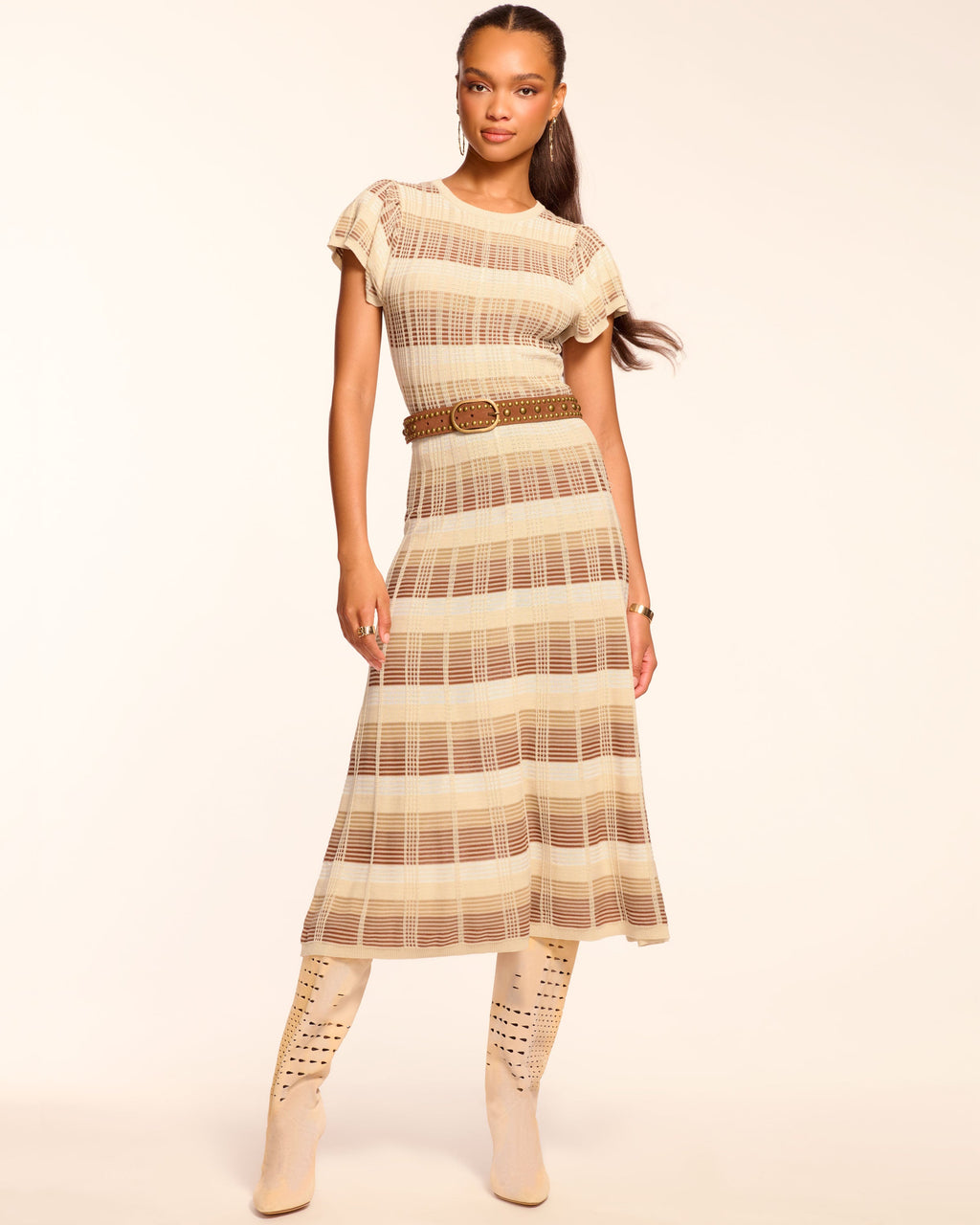 Flutter Sleeve High-Neck Elegance