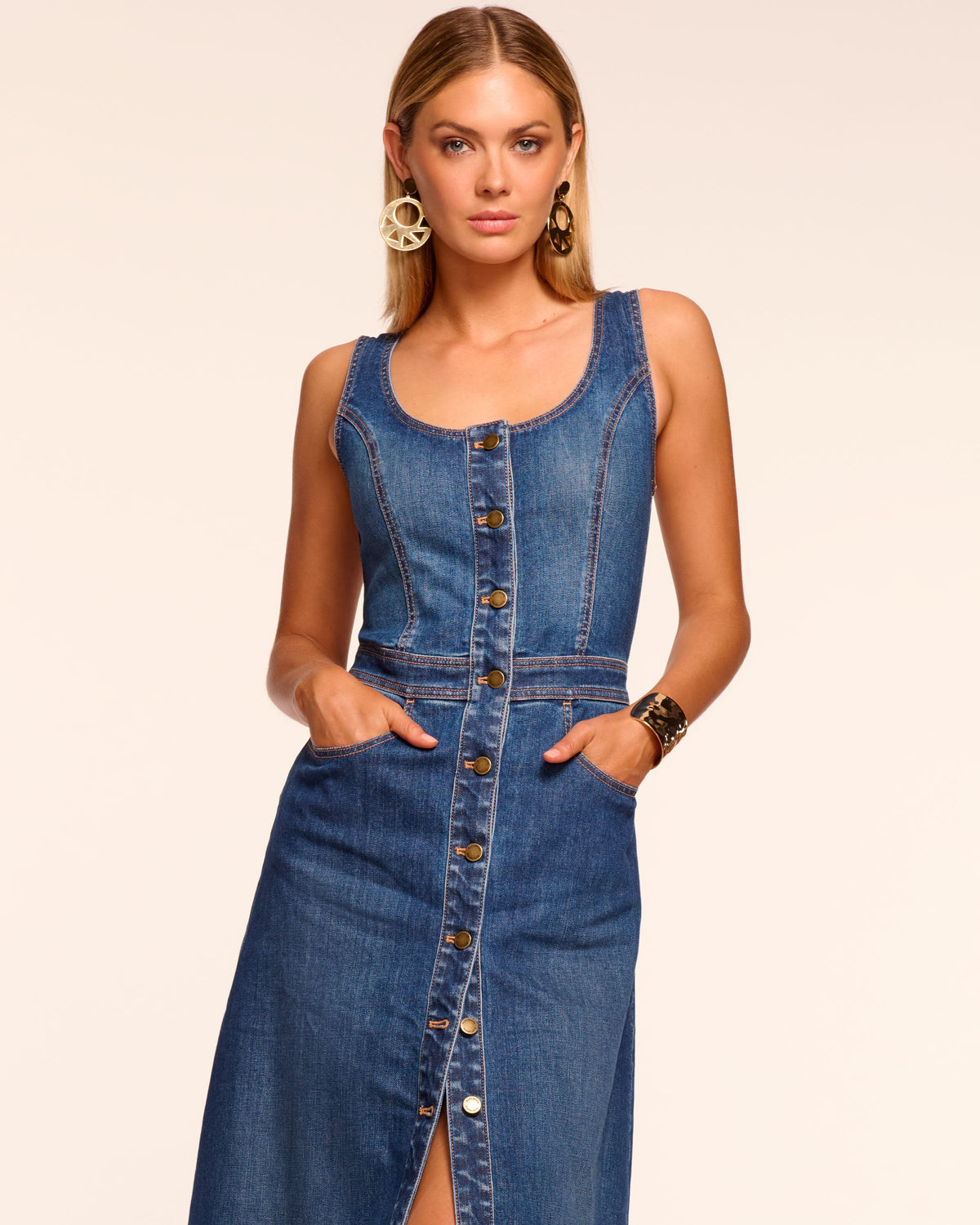 Effortless Sophistication Button-Front Denim Dress