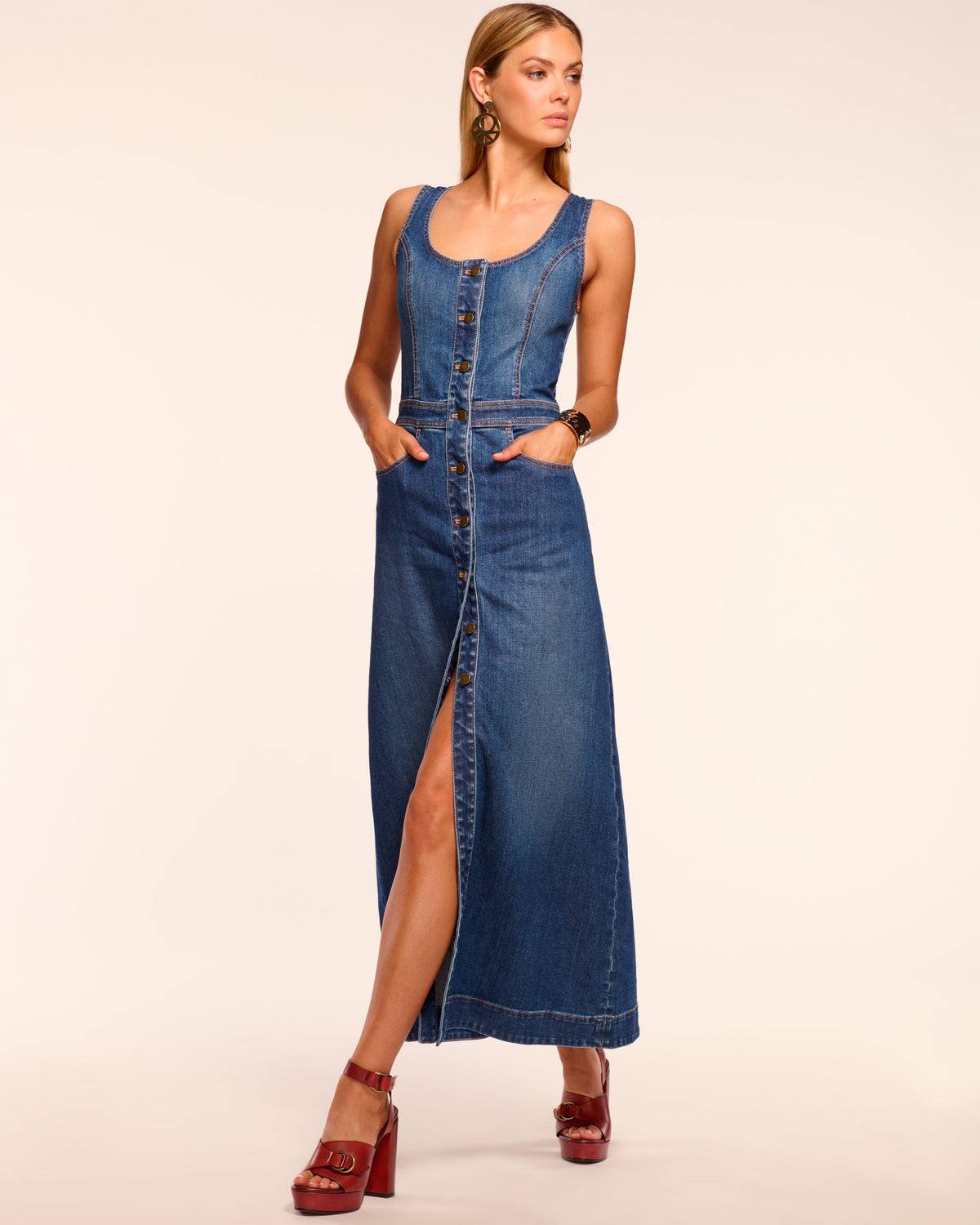 Effortless Sophistication Button-Front Denim Dress