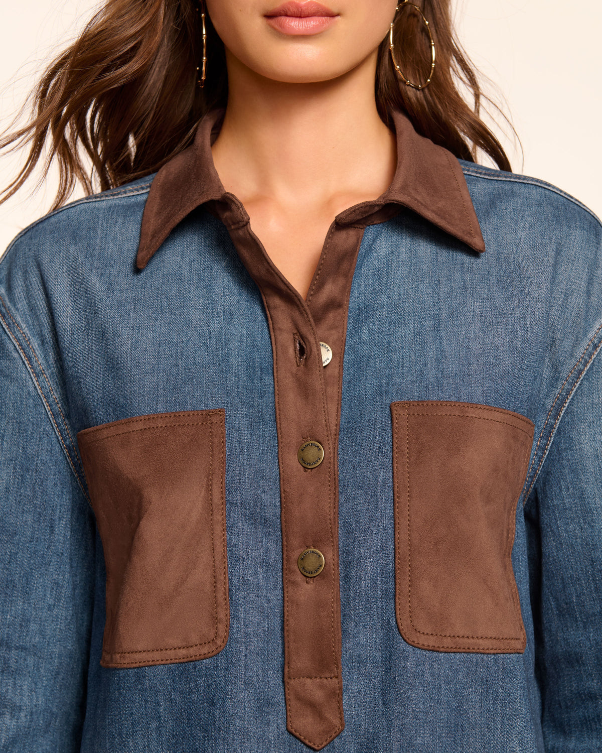 Faux Suede Denim Mini Dress