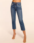 Relaxed Cropped Denim featuring White Crochet Pockets