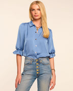 High Collar Satin Bodysuit for Date Night