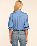 High Collar Satin Bodysuit for Date Night