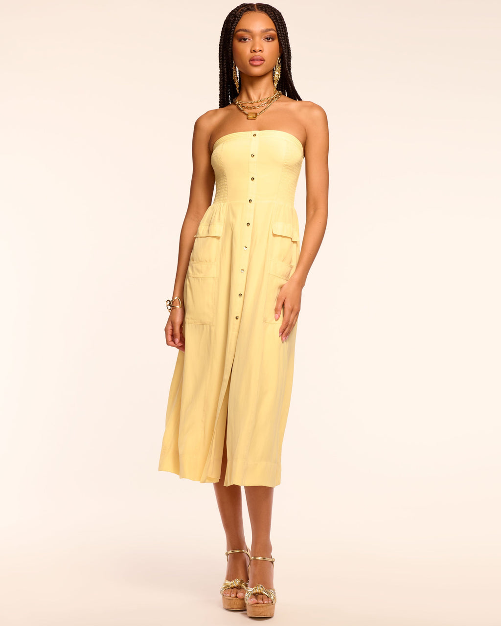 Smocked Back Crepe Summer Dress