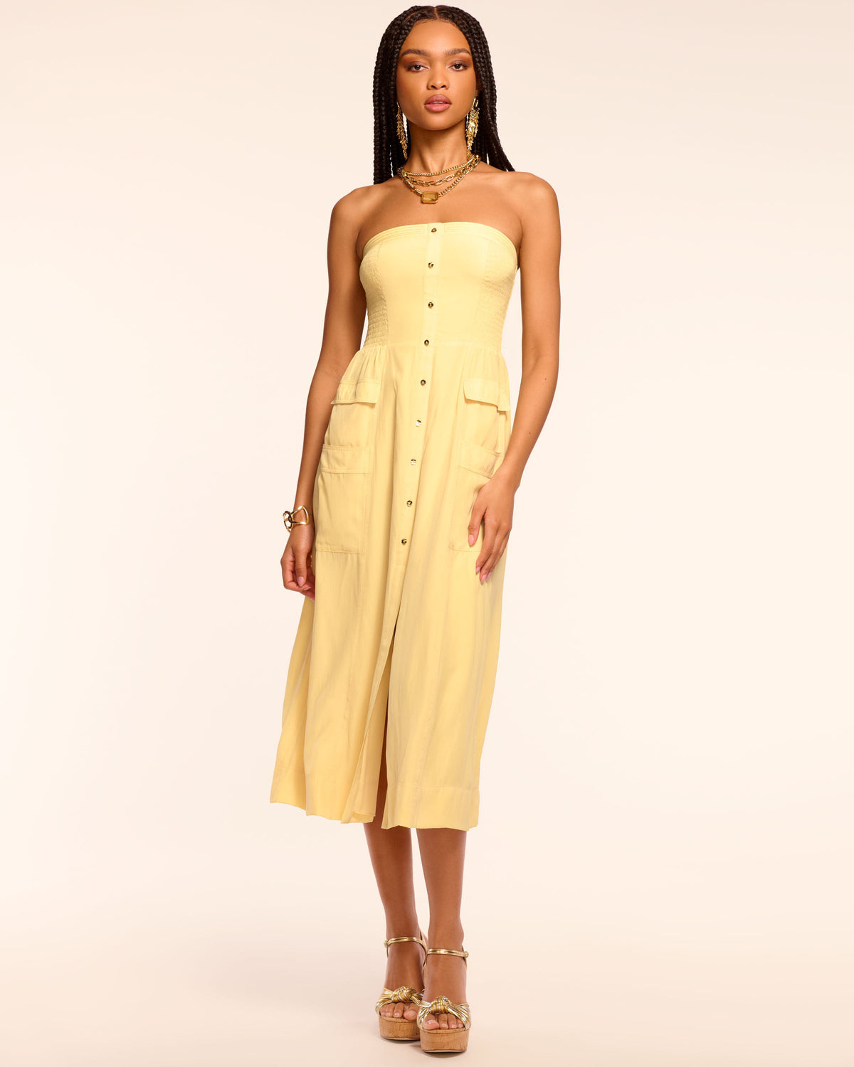 Smocked Back Crepe Summer Dress