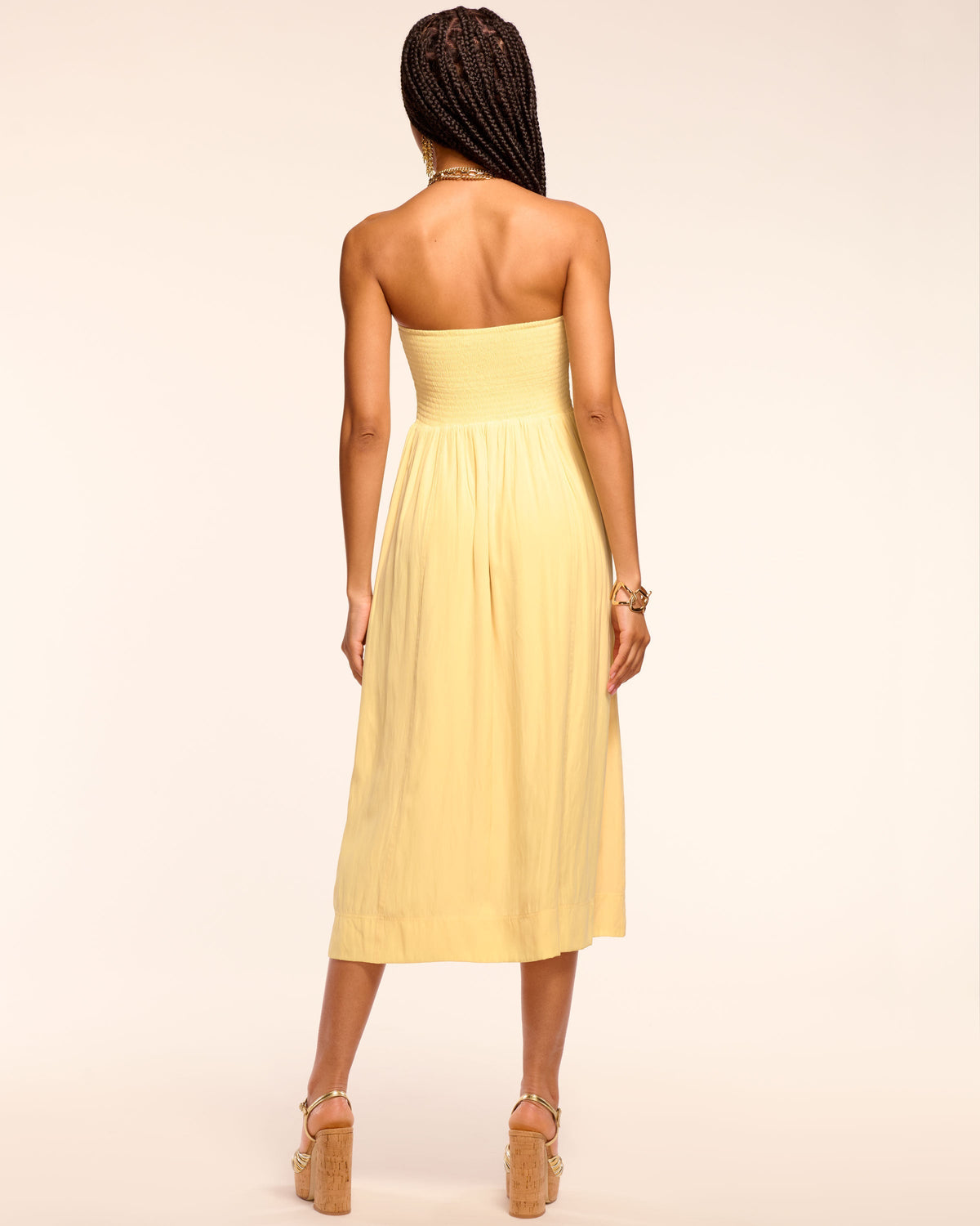 Smocked Back Crepe Summer Dress
