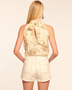 Tie-Back Halter Top with Breezy Linen Fabric