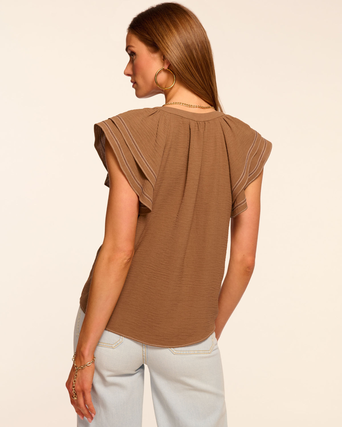 Versatile Ruffle V-Neck Day Top