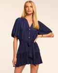Gold-Tone Puff Sleeve Dress‌