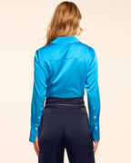 Elevated Silky Button-Up Blouse with Stretch