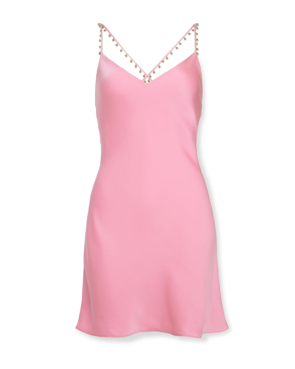 Beaded Cross-Strap Satin Dress