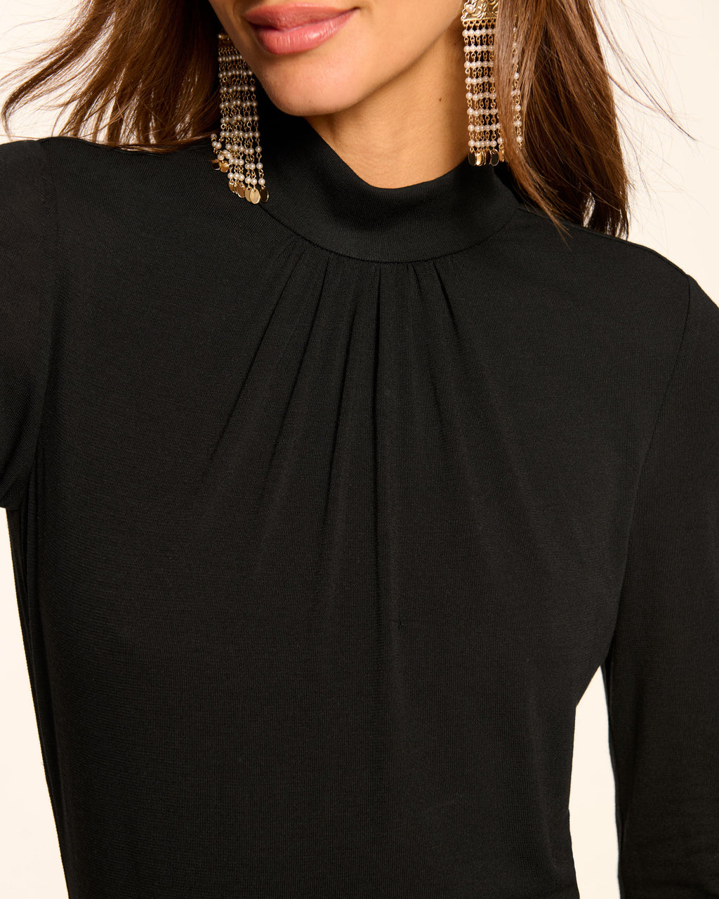Mock Neck Keyhole Button Dress
