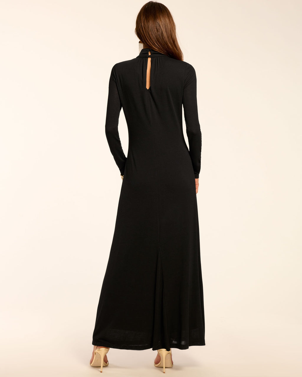Mock Neck Keyhole Button Dress