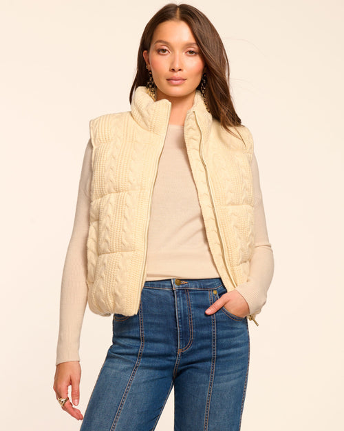 Cable-Knit Puffer Vest with Practical Pockets