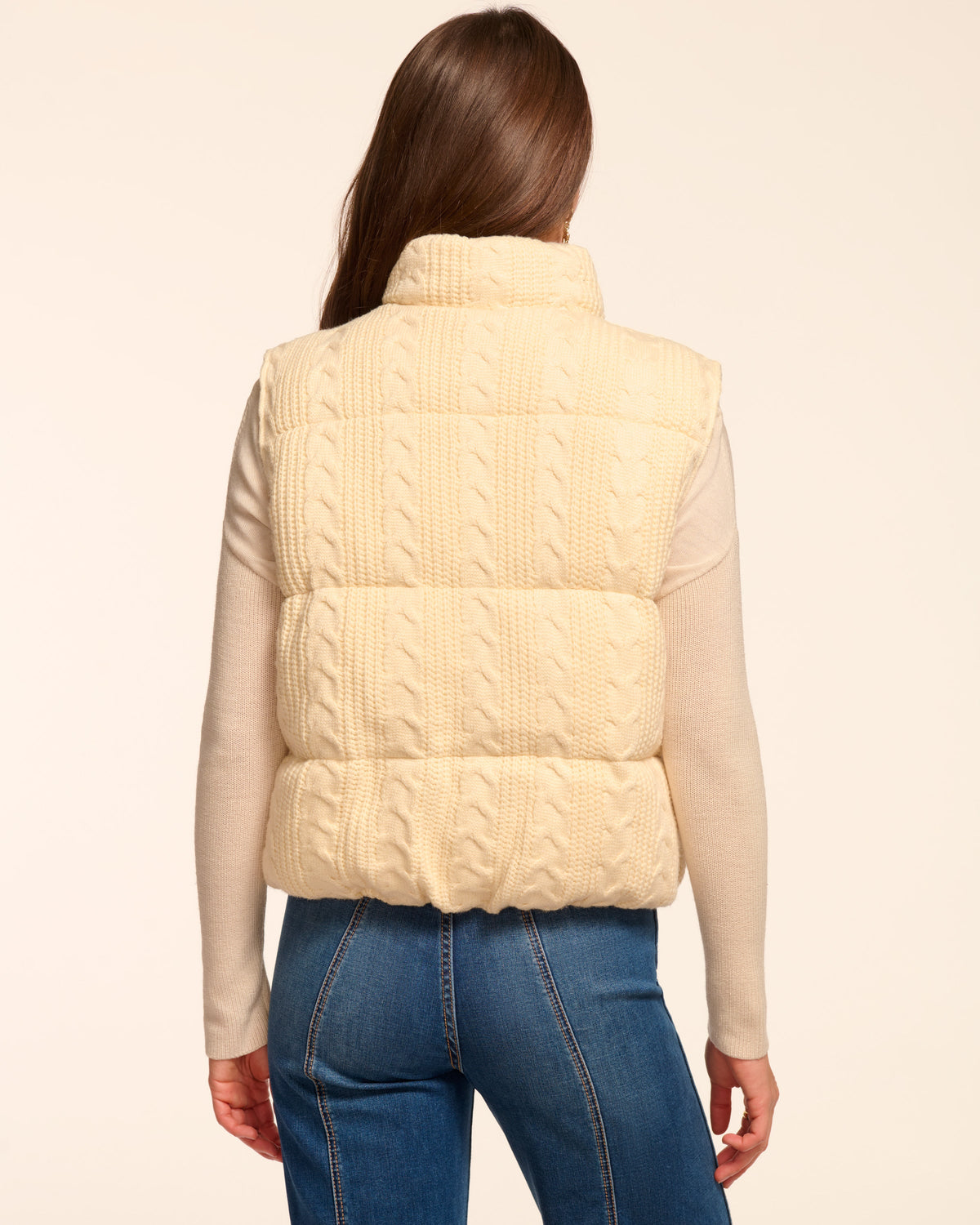 Cable-Knit Puffer Vest with Practical Pockets