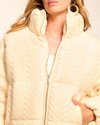 Textured Cable-Knit Puffer Coat for Layering