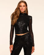Cropped Beaded Shoulder Top