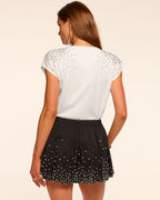‌Rhinestone Pearl Relaxed Tee