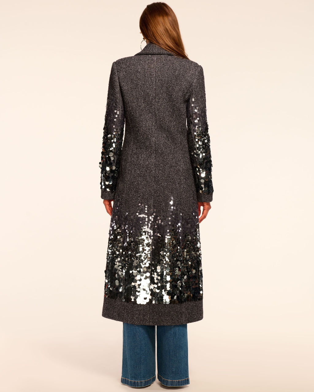 Elevated Shine Ombr Paillette Wool Blend Coat