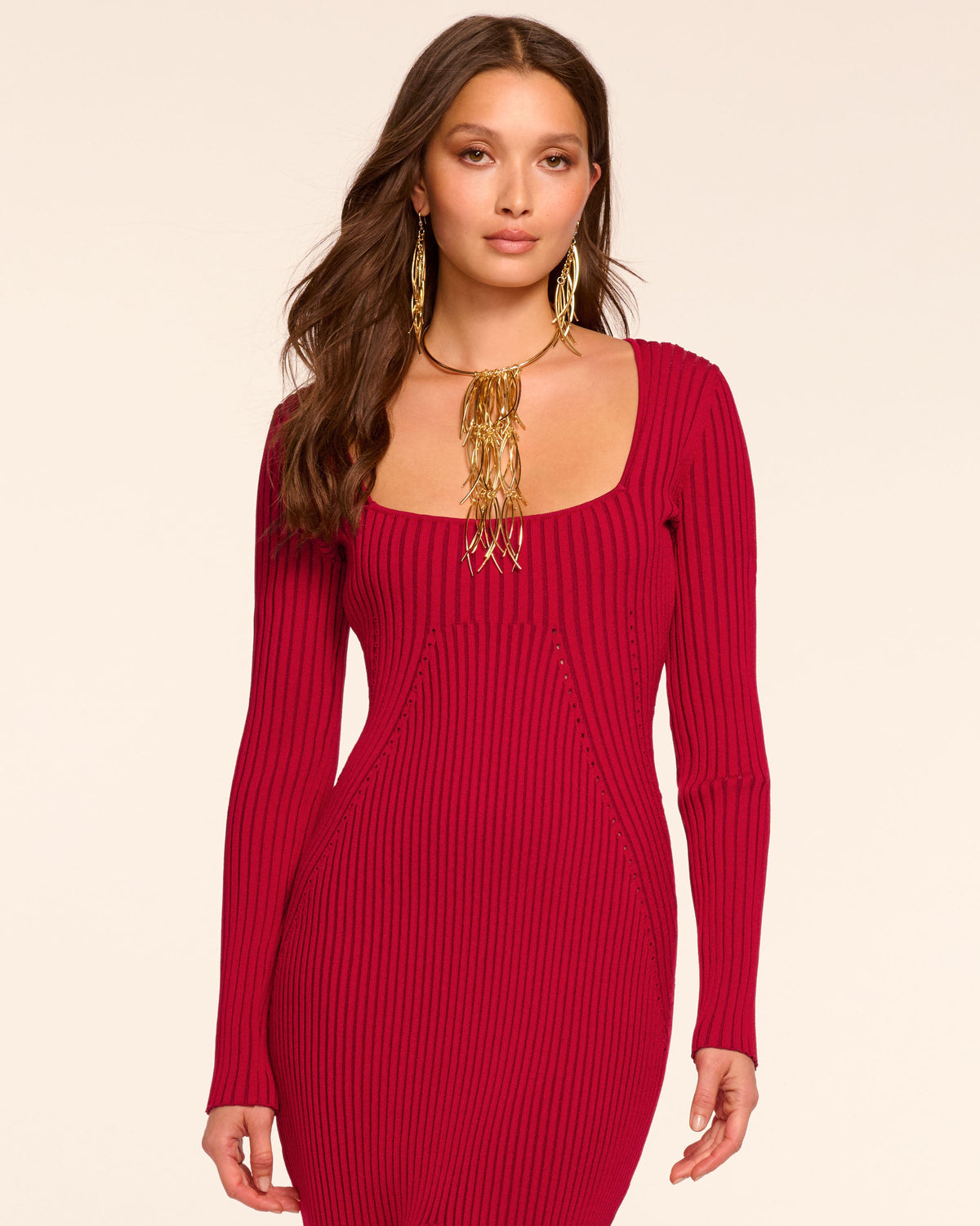 Athletic Contrast Ribbing Scarlet Dress