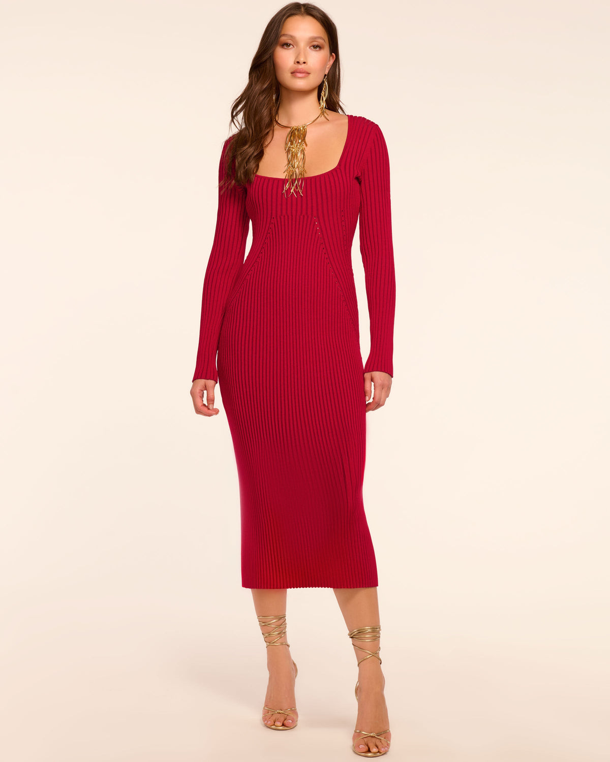 Athletic Contrast Ribbing Scarlet Dress