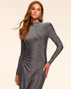 Keyhole Back Glitter Midi Dress