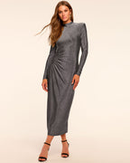 Keyhole Back Glitter Midi Dress