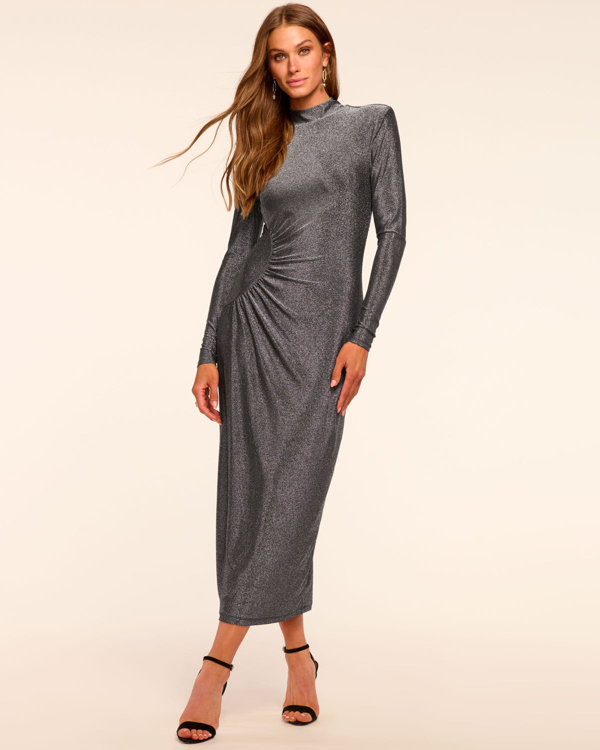 Keyhole Back Glitter Midi Dress