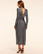 Keyhole Back Glitter Midi Dress