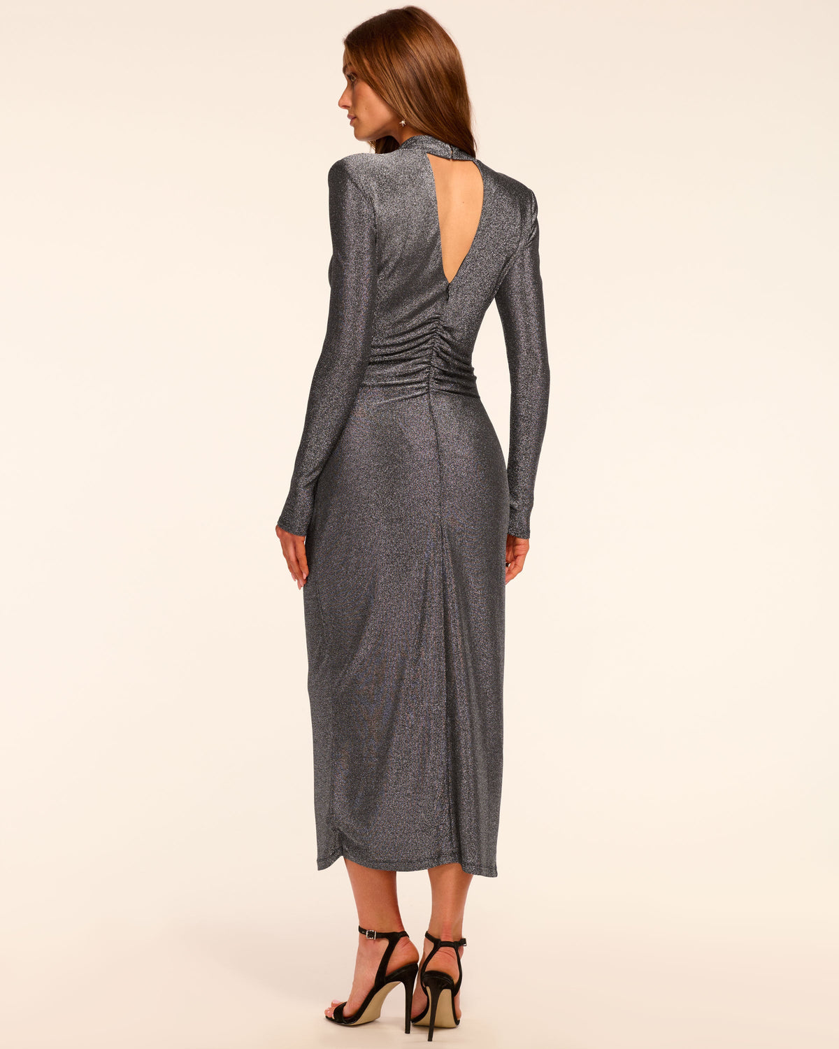 Keyhole Back Glitter Midi Dress