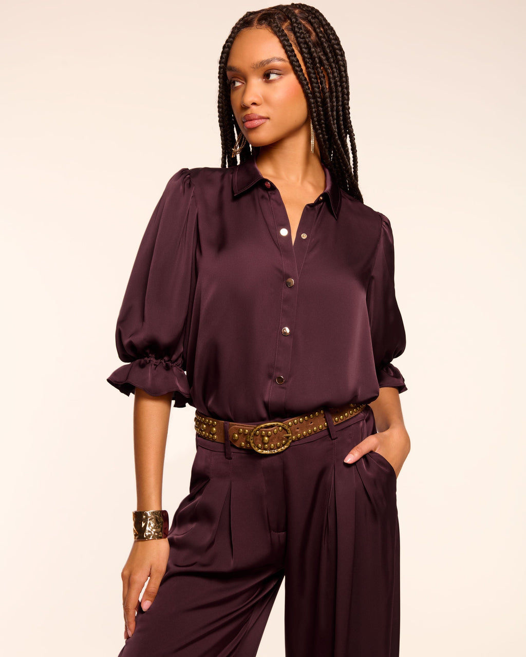 High Collar Satin Bodysuit for Date Night