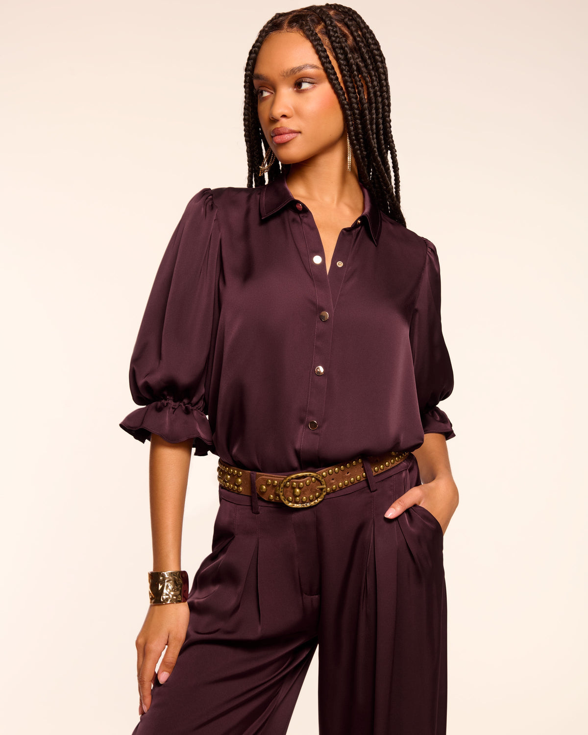 High Collar Satin Bodysuit for Date Night