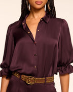 High Collar Satin Bodysuit for Date Night