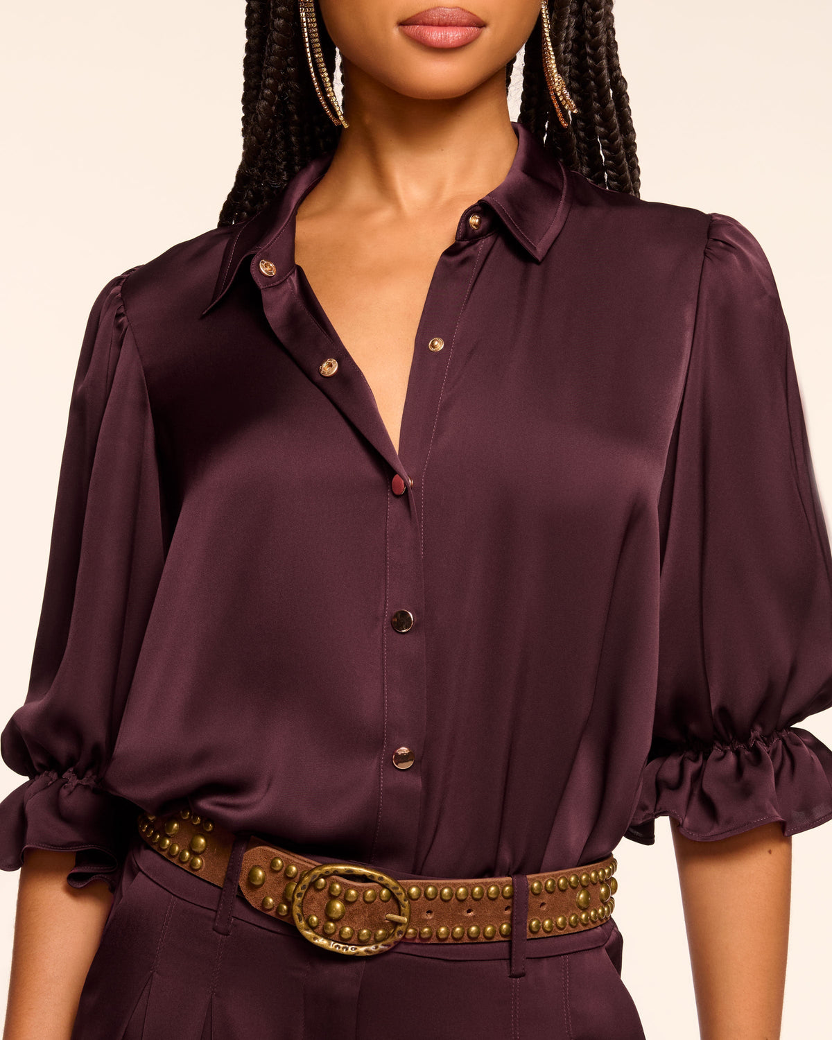 High Collar Satin Bodysuit for Date Night