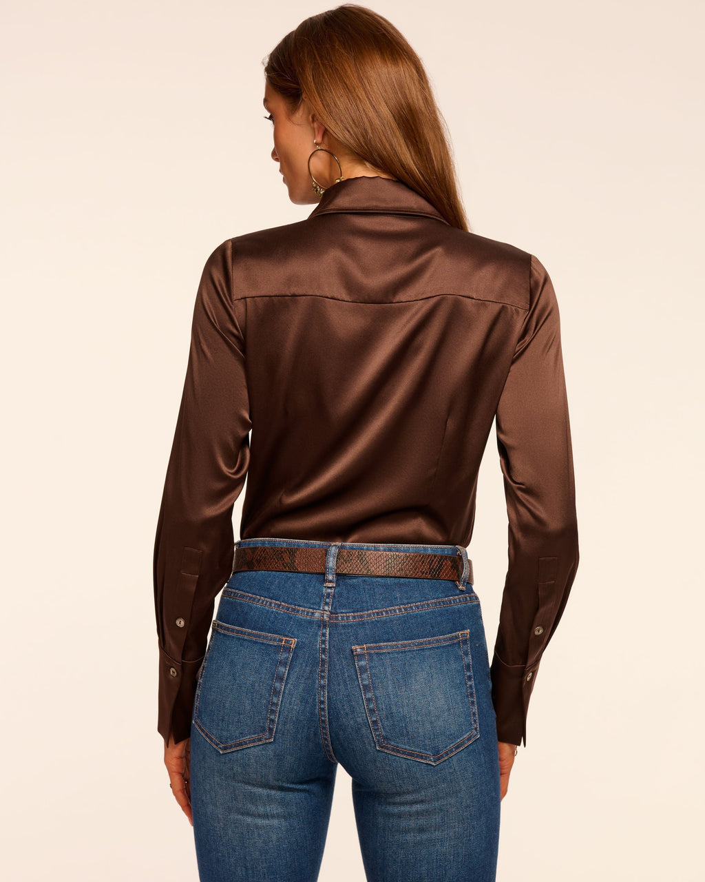 Elevated Silky Button-Up Blouse with Stretch