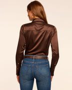 Elevated Silky Button-Up Blouse with Stretch