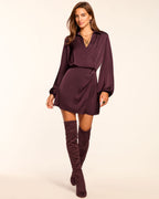 Luxe Satin Wrap Plunge Mini Dress