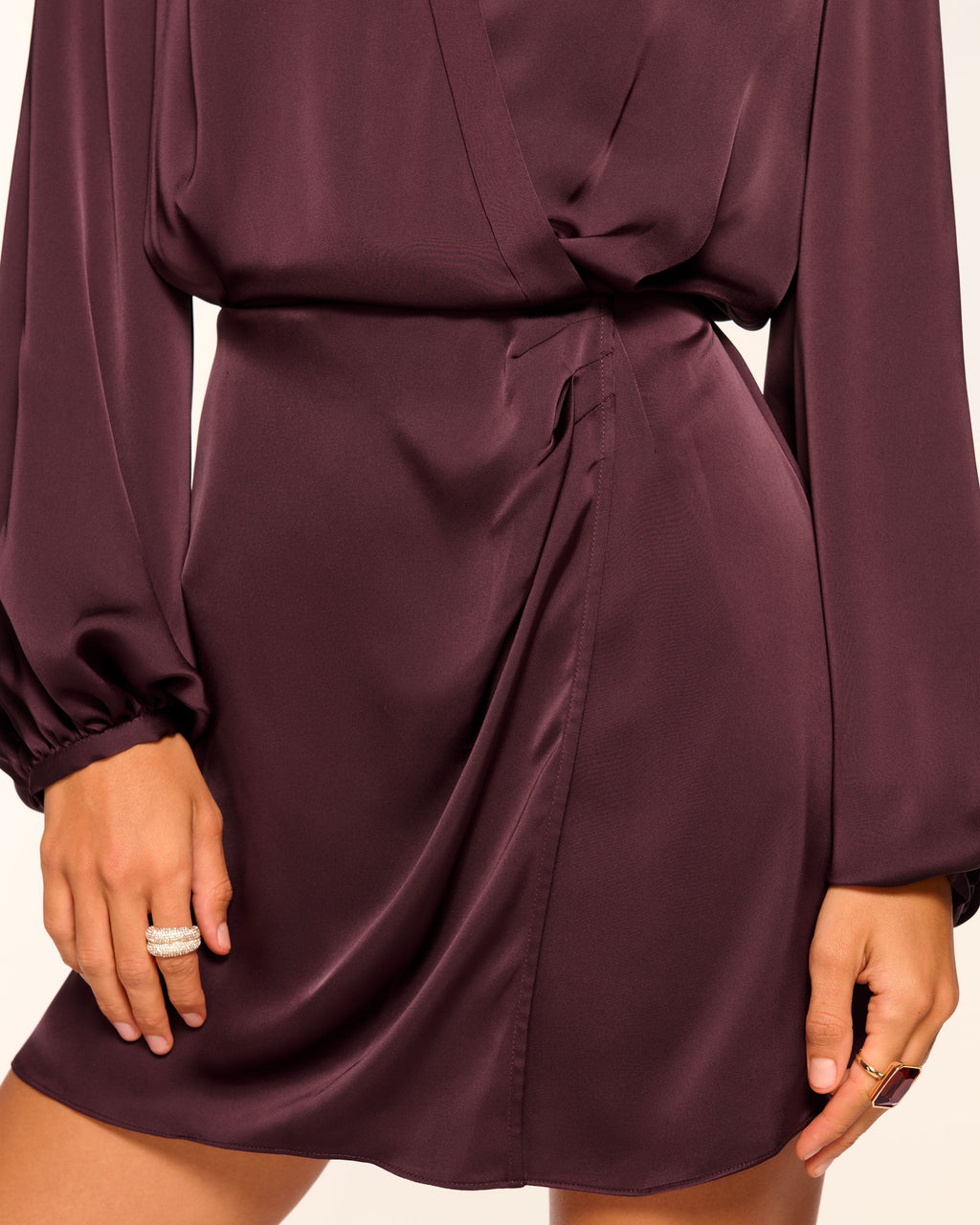 Luxe Satin Wrap Plunge Mini Dress