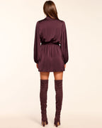 Luxe Satin Wrap Plunge Mini Dress