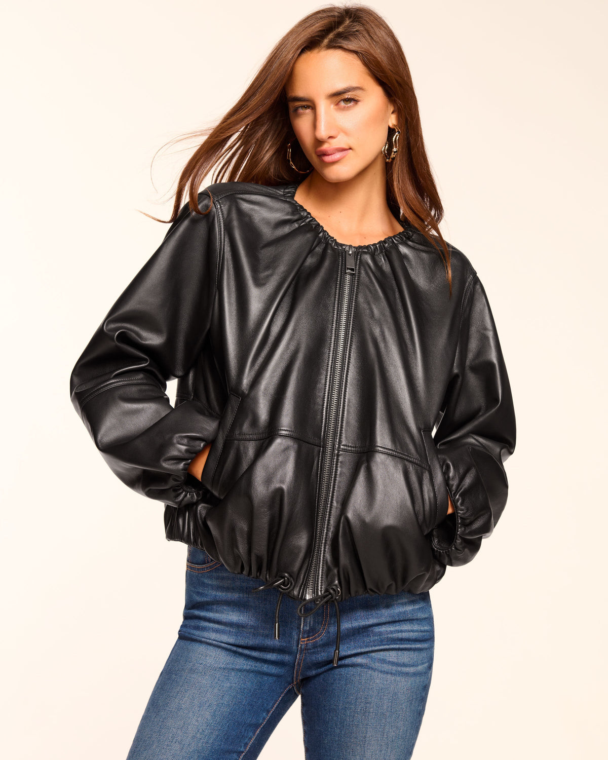 Sustainable Lamb Leather Bomber Jacket