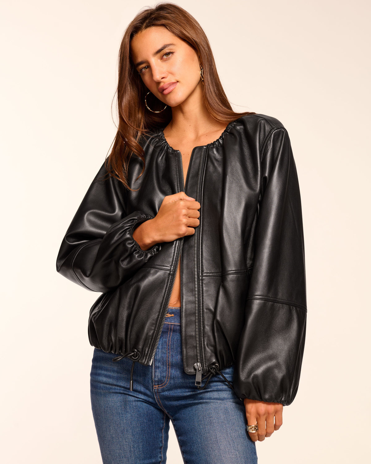 Sustainable Lamb Leather Bomber Jacket