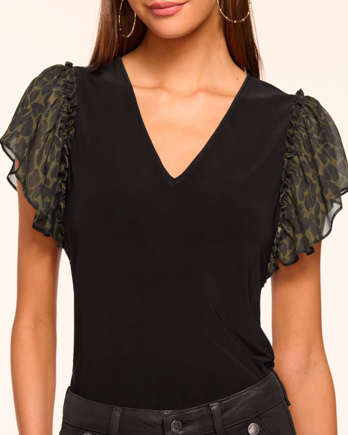 Ultra-Soft V-Neck Flutter Sleeve Top