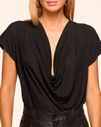 ‌Cowl Neck Draped Knit Sweater