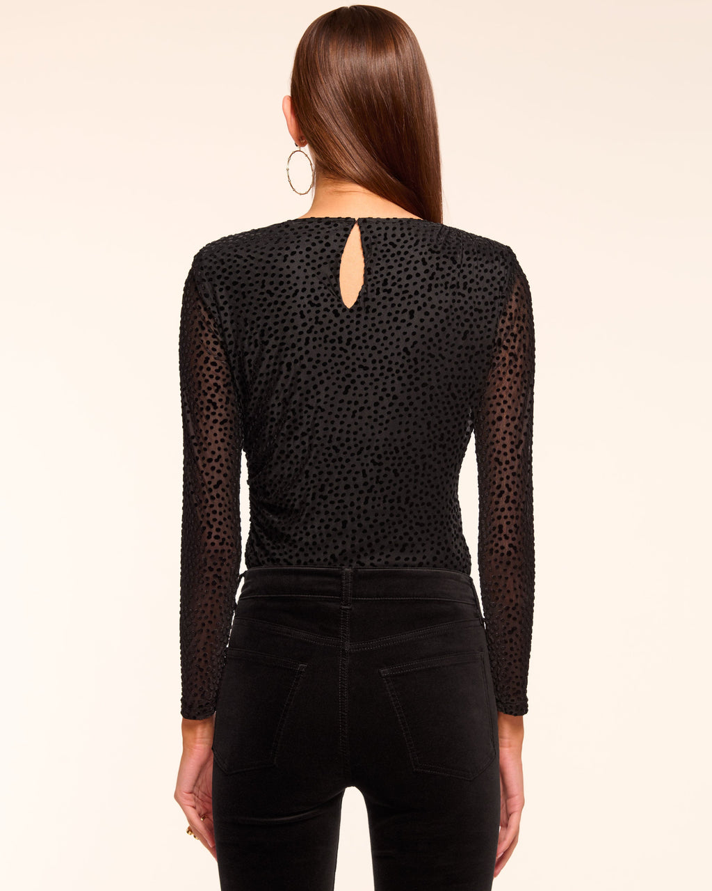 Velvet Dot Burnout Fitted Flare Dress