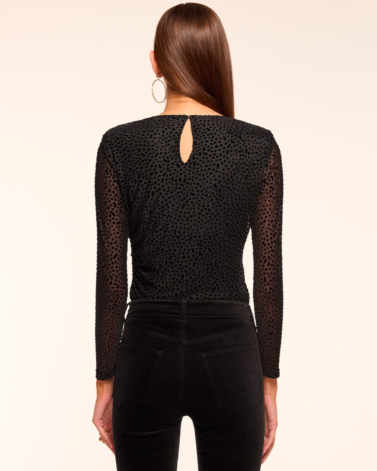 Velvet Dot Burnout Fitted Flare Dress