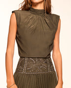 Structured Shoulder Embellished Waist Dress
