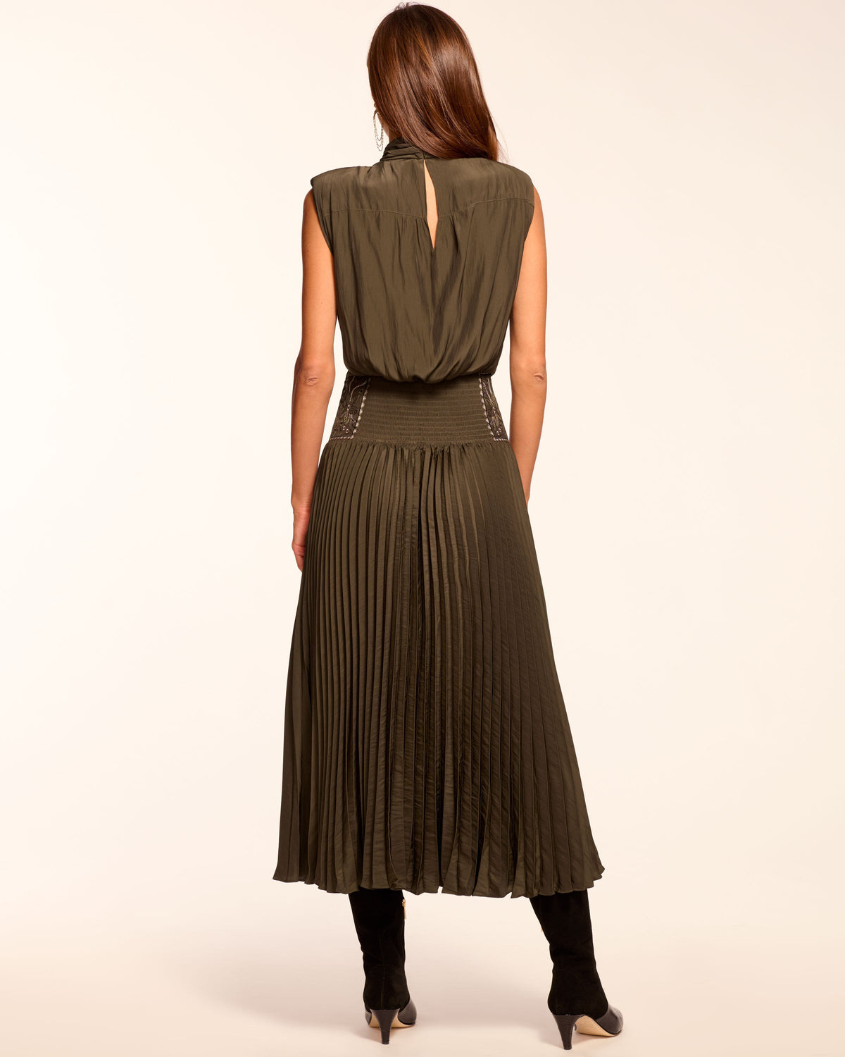Structured Shoulder Embellished Waist Dress
