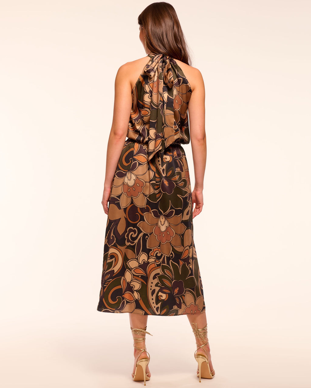 Luxury High-Neck Silk Dress
