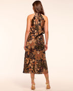 Luxury High-Neck Silk Dress